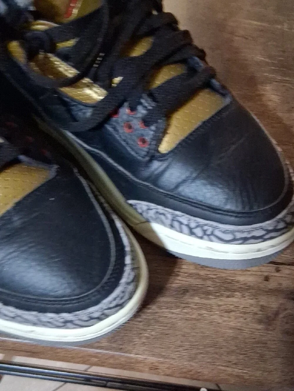 Jordan Men's Sneakers - Black, Gold & Red Accents